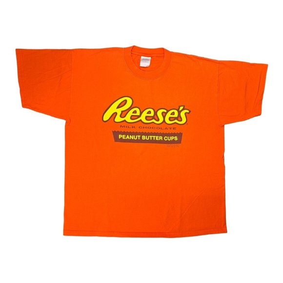 Vintage Reese’s Peanut Butter Cup T-Shirt Men XL Orange Gildan Hershey Snack - Picture 1 of 6
